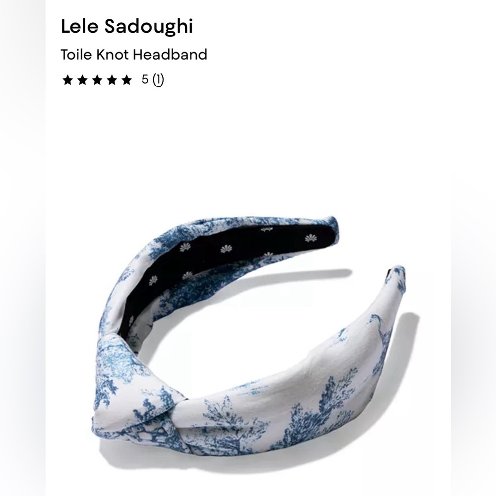 Lele Sadoughi Blue and White Toile Knot Headband EUC
